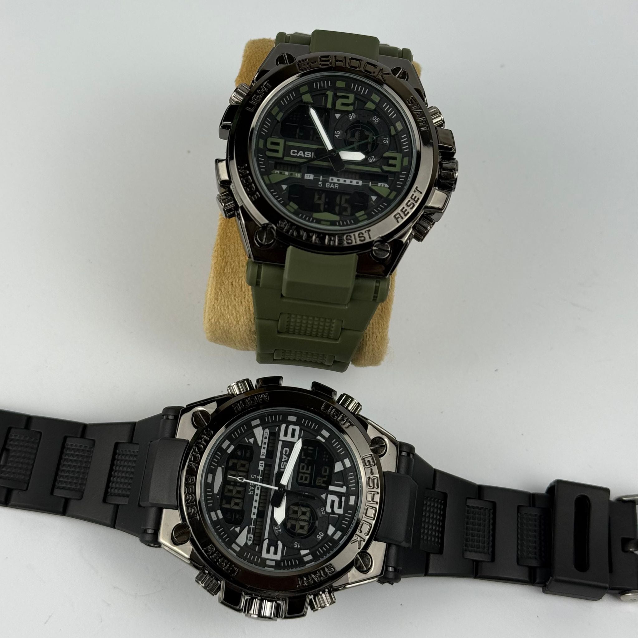 Military Green Tactical Dual Display Sports Watch – Shock & Water Resistant